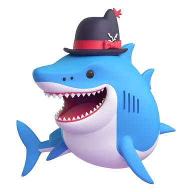 shark wearing a top hat sticker