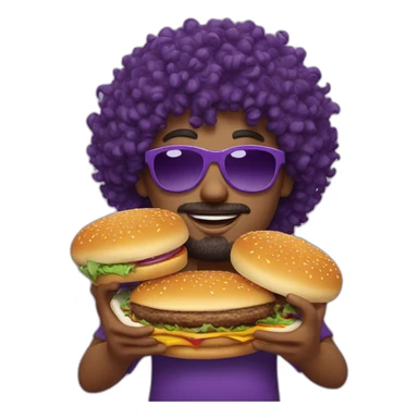 curly-hair-purple-cool-guy-round-star-sunglasses-holding-burger sticker