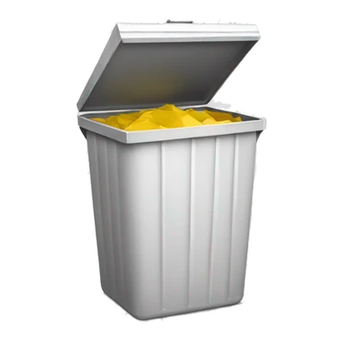 white, rectangular, metal garbage bin from the front sticker