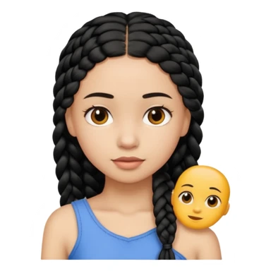 Girl with simple black braid  on one shoulder sticker