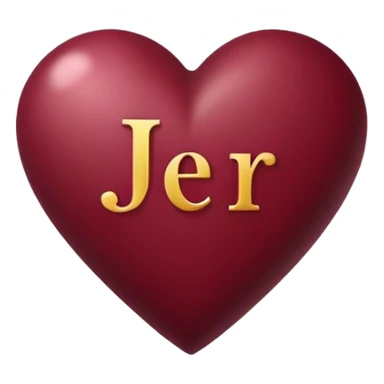 Burgundy heart with the letters Jer in the middle  sticker