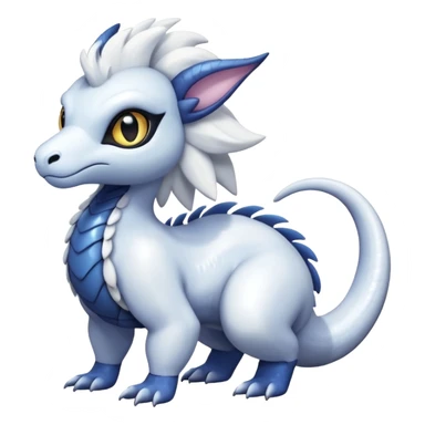 White glossy soft silky furry iridesent Absol-Shinx-Snake-fusion-hybrid, full body sticker