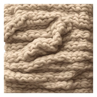 A neatly folded chunky knit blanket in warm, neutral tones. sticker