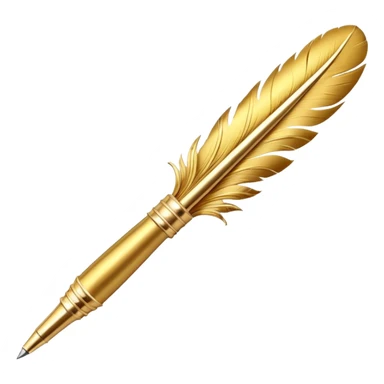 3D perspective Premium golden feather pen sticker