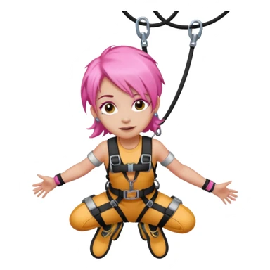 bungee jumping face with earrings and pink hair flying away bungee jump sticker