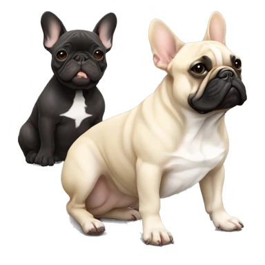 Beige French bulldog sitting beside black brindle French bulldog sticker