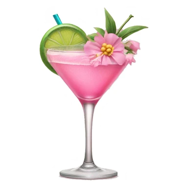 Pink Cocktail with flowers  sticker
