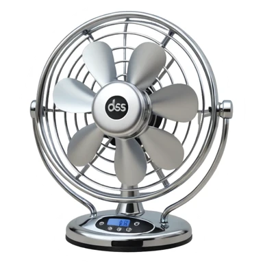 Desk Fan – classic round fan with metal cage and adjustable tilt. sticker