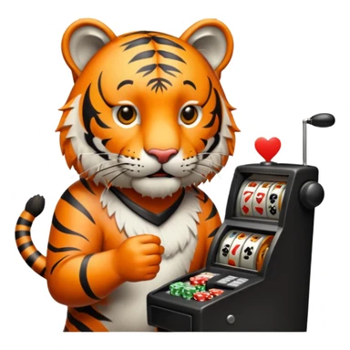 tiger playing a slot machine sticker