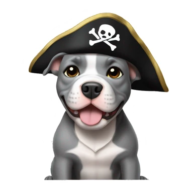 All grey pitbull puppy with a pirate hat on sticker