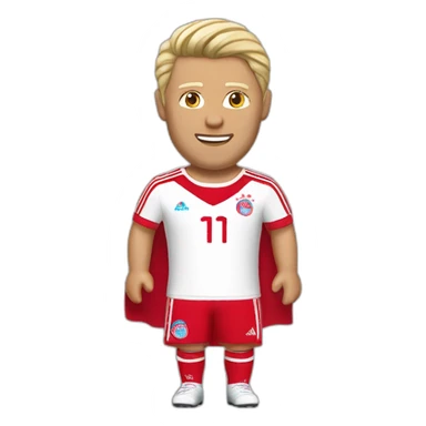 un mec qui s'appelle Simon qui est blond au cheveux lisse avec un maillot du Bayern Munich sticker