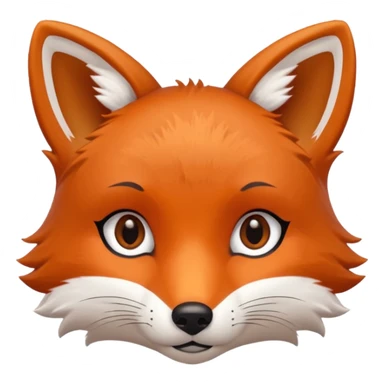 cute fox only face colors of an animal emoji, not a person, meaning only one color for the eyes sticker