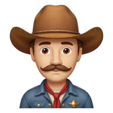 red thick mustache man with a cowboy hat sticker