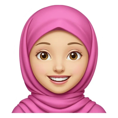 A medium light skin girl with pink hijab smile happily without teeth show sticker