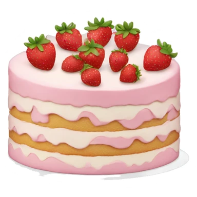 Light Pink strawberries and cream birthday cake  sticker