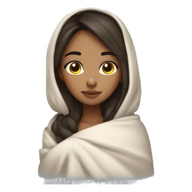 cozy brunette girl wrapped in blanket eyes closed eyelashes sticker