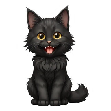 cinematic-yawning black-maine-coon-kitten-portrait-emoji,-head-tilted-playfully-and-inquisitively,-sleek--black-fur,-simplified-yet-adorable-features,-highly-detailed,-glowing-with-a-warm,-friendly-glow  sticker
