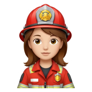 girl fireman with brown hair sticker