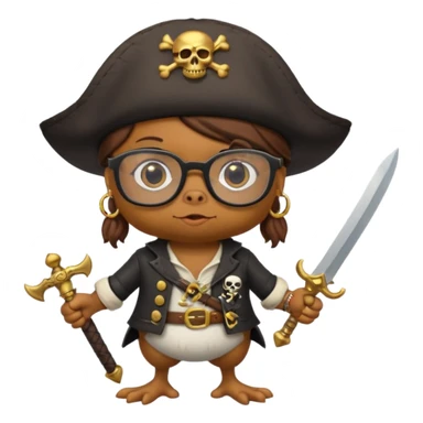 chick animal with glasses, pirate sticker