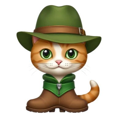 Un chat avec des botte et un chapeau  sticker