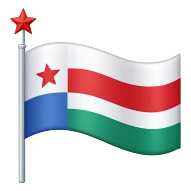 a flag with a distinctive design, featuring three horizontal stripes and a triangular section in the lower left corner. The top stripe is red, the middle stripe is green, and the lower left triangular section is blue, adorned with a white star. sticker