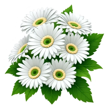 bouquet White Gerbera Daisy, luxuriant, leaf, bud sticker