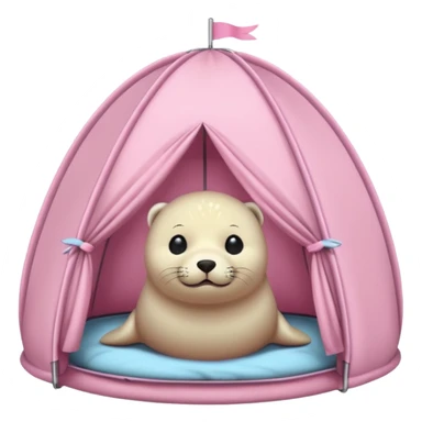 Seal in a light pink tent  sticker