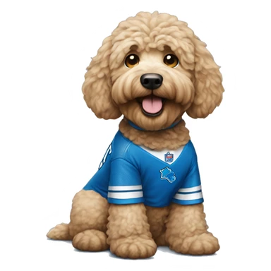 Golden doodle wearing Detroit lions jersey  sticker