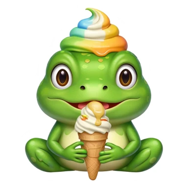 dondurma yiyen kurbağa sticker