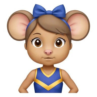 girl rat with a blue bow, wearing a blue and gold cheerleader outfit, Vikings team colors sticker