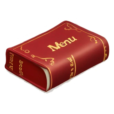 red book with the inscription "menu" sticker
