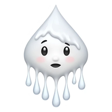 individual white glue white drops falling and dripping down out of a tube, falling in drops and strands, all white sticker