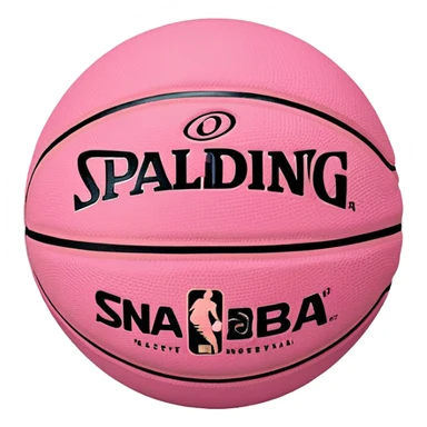 minimalist pink Spalding basketball with simple NBA logo, subtle colorful details, clean design sticker