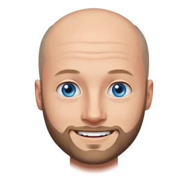 homme yeux bleus presque chauve et une barbe courte moins de chevaux et sourir sticker