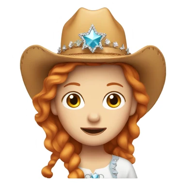 Ginger girl with cowboy hat and tiara sticker