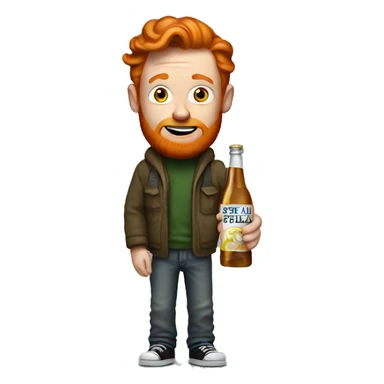 Ginger homeless man with bottle of Stella sticker