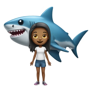 a girl with shark sticker
