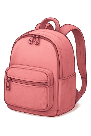 digital illustration of a pink backpack, no background sticker