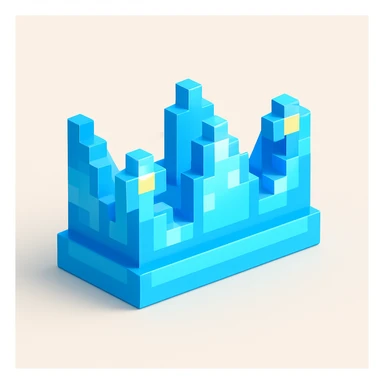 a small but long ice crown, playful and shiny, Roblox-inspired look, blocky 3D cartoon style sticker