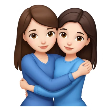 Two cute girl besties, one brunette, beautiful, hugging sticker