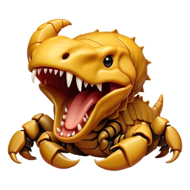 Cinematic Cute Yawning Emperor Scorpion Portrait Emoji, Head tilted slightly with a dramatic, wide-open yawn, showcasing a soft, textured exoskeleton with subtly drooping pincers and half-closed eyes in drowsy contentment, Simplified yet irresistibly adorable features, highly detailed, glowing with a soft, cozy glow, high shine, relaxed yet expressive, stylized with a dash of desert charm, soft glowing outline, capturing the essence of a sleepy yet affectionate scorpion that seems ready to stretch out for a nap! sticker