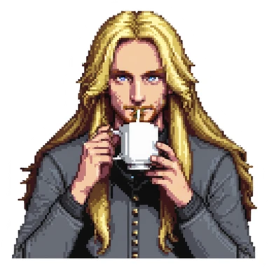 long blonde male sipping tea emote sticker