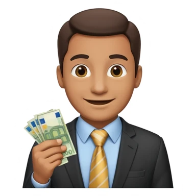 AN UNCLE with a tie in business clothes and with euro money
 sticker