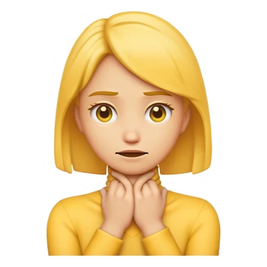 a yellow girl emoji choking her self hands crossed on her neck sticker