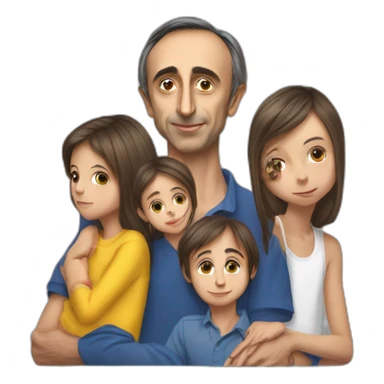 Éric Zemmour avec ses enfants des couleurs sticker