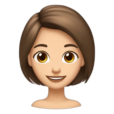 Mujer joven cabello lacio carre con flequillo recto color castaño claro ojos almendrados color café hermosa sonrisa tez clara y cachetes  sticker