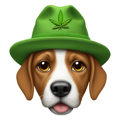 Dog wearing weed hat sticker
