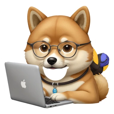 creative shiba inu with eye glasses and computer  sticker