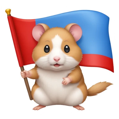 a hamster holding a white-blue-red flag emoji sticker