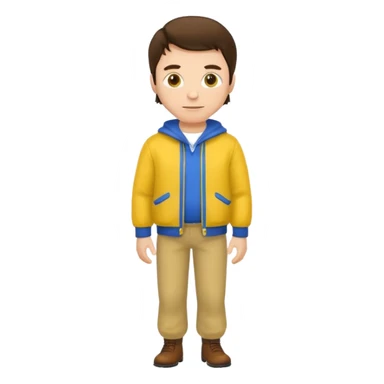 brunette man with yellow dutch clothing sticker